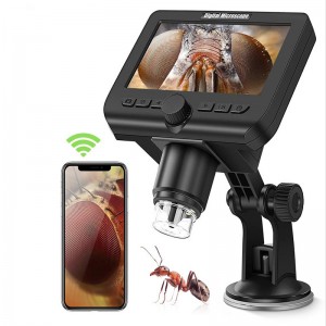 Безжичен цифров микроскоп 1000X увеличения с 4.3 инчов екран с 8 светодиодни светлини за iPhone Android Windows Kids Ученически и възрастни комплекти