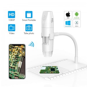 WiFi микроскоп 50X до 1000X безжичен цифров микроскоп, гъвкава стойка за наблюдение на ръцете с 1080P HD 2.0 MP 8 LED камера, мини ръчен микроскоп за Android iOS PC